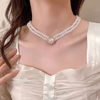 双层珍珠项链轻奢小众设计感2023年夸张气质锁骨链choker颈链