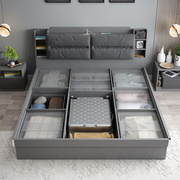 北欧床现代简约气动高箱储物床1.5米小户型主，卧床1.8米收纳双人床