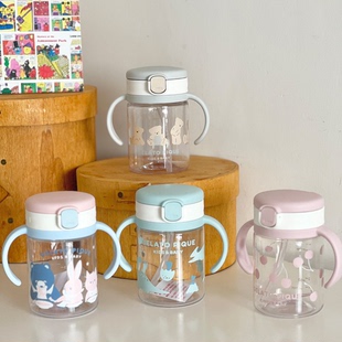 日本richell利其尔吸管杯，联名兔子小熊，宝宝奶瓶儿童学饮水杯