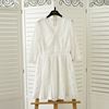 夏季雪纺v领白色，清新短连衣裙旅拍海边减龄少女感