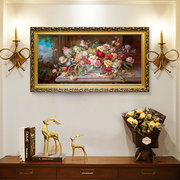 欧式古典花卉油画客厅装饰画美式c沙发背景墙壁画，餐厅玄关挂画横