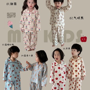 2024春夏儿童全棉卡通家居服套装童女童睡衣套装