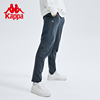 kappa卡帕运动裤男黑色针织长裤，舒适休闲锥形裤显瘦小脚卫裤