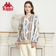 Kappa卡帕男女套头衫2023秋冬提花毛衣外套休闲针织保暖卫衣