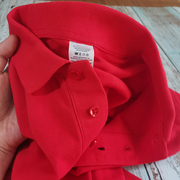 短袖纯棉polo衫夏季男女款大红色，商务休闲春纯色长袖翻领t恤中国