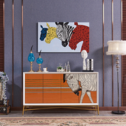 轻奢意式餐边柜后现代简约客厅，流行橙桔橘色，玄关隔断装饰柜置物柜
