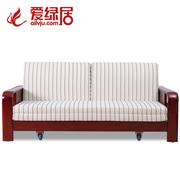 现代中式沙发床1.8米 1.5米 简约木质沙发床 全实木沙发床