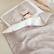 韩国婴儿盖毯宝宝纯棉刺绣小熊抱被新生儿包被产房包巾秋冬防惊跳