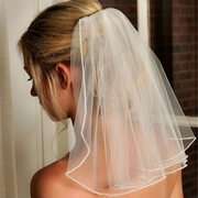 韩式新娘短款头纱素纱结婚婚纱，头饰旅拍小头纱，摄影造型婚礼配饰