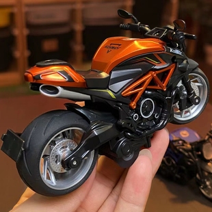 仿真摩托车回力合金车，模型声效赛车3岁男孩儿童玩具礼物警车惯性