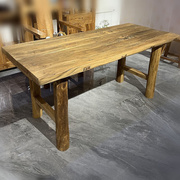 老榆木茶桌实木中式复古餐桌椅老榆木门板茶桌老旧桌子老榆木门板