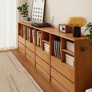 日式矮书柜实木落地家用自由组合格子柜收纳柜一体储物柜客厅书架