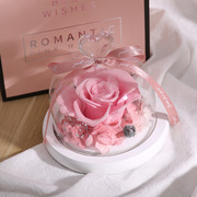 跨境永生花玻璃罩玫瑰花礼盒摆件生日礼物创意新奇护士节礼物