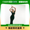 香港直邮潮奢 ASOS 女士设计刺绣皱褶蕾丝拼接森林绿长款连衣裙