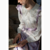 M Queen白月光 高级感珍珠蕾丝领法式提花衬衫设计感小众上衣9458