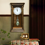 美式复古挂钟高级实木摆钟客厅欧式艺术钟表餐厅书房样板间时钟