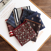 复古法式正装商务西装口袋巾条纹花纹咖啡深红可单独搭配方巾手帕