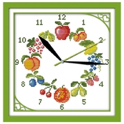 布艺印花钟表十字绣餐厅客厅，书房办公室画简单清新实用十二种水果