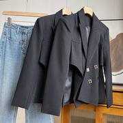1.3斤黑色翻领开衫长袖西装，外套高级感气质上衣，时尚休闲洋气b》27