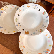 北府3个装韩式动物乐园骨瓷汤盘饭，盘菜盘甜品盘儿童陶瓷餐具
