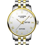 瑞士品牌石英钢带男士手表外贸，手表商务防水夜光，双日历男表
