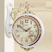 欧式钟表双面挂钟客厅两面钟静音(钟，静音)创意钟表复古田园石英钟超大号
