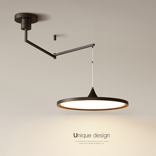 最光创意餐厅灯现代简约led吊灯圆形，客厅设计师摇臂可移动餐桌灯