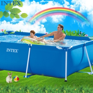 intex游泳池长方形管架，便携移动水池大型家庭儿童，简易户外内鱼池
