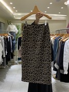 春季百搭潮流度假风气质，韩国东大门缎面豹纹，图案开衩半身长裙