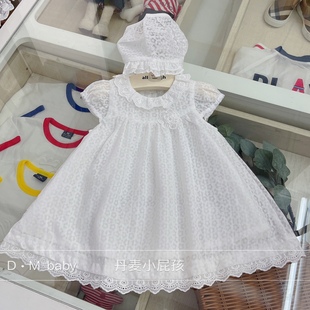 韩国23年夏款女宝童装，白色泡泡袖花朵公主娃娃，礼服连衣裙周岁百天