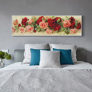 玫瑰花十字绣床头画简约现代小幅满绣客厅，卧室2024线绣简单