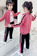 女童春秋套装2024韩版洋气，小女孩休闲外套时髦儿童，运动三件套