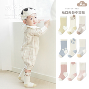 韩版婴儿袜子春秋纯棉男女，宝宝松口无骨中筒袜，儿童可爱卡通长筒袜