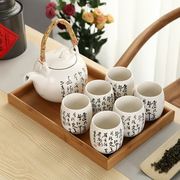 陶瓷提梁壶茶具大号，耐高温带过滤网茶壶茶杯水杯，整套黑色茶具家用