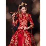 红色结婚衣服冬季礼物秀禾服2022新娘小个子中式婚纱礼服结婚