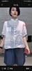 F160雪蓝杉棉麻女装短袖polo领纯白色2023夏季T恤衫纽扣