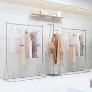 不锈钢服装架拉丝银展示架男女装童装落地架货架服装店道具