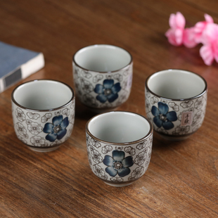 日式小茶杯陶瓷釉下彩复古风，酒水杯家用餐厅寿司，店创意泡茶具套装