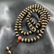 平价玉器 8毫米108颗一线玛瑙佛珠念珠毛衣链 复古做旧老玛瑙项链