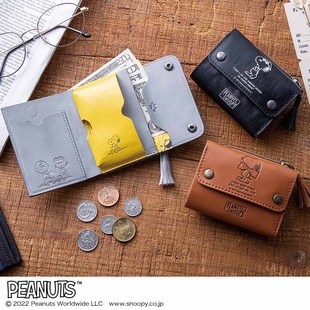 日本附录史努比可爱三折短款钱包男女流苏手拿包可爱硬币包零钱包