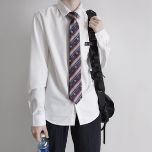 刺篇原创dk制服日系基础，日常男款长袖衬衫黑白尖领休闲上衣