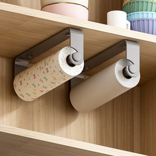 厨房纸巾架子免打孔橱柜，用纸挂架保鲜膜袋，收纳抹布架壁挂式卷纸架