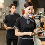韩版餐饮服务员工作服半袖西餐厅火锅奶茶咖啡店工装衬衫男女短袖