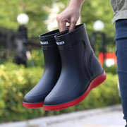 雨鞋男士中筒水鞋防水防滑胶鞋，外卖洗车厨房专用套鞋加绒保暖雨靴