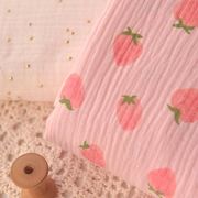 草莓樱桃泡泡双层纯棉，布料森系连衣裙，制衣童装宝宝服装睡裙面料