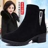老北京布鞋女短靴加绒保暖女棉鞋，百搭粗跟中跟冬季时尚雪地靴