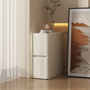 超窄床头柜实木现代简约岩板极简奶油风皮质床边收纳柜小型迷你柜