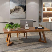 现代原木茶桌办公桌写字桌简约台式家用电脑桌实木书桌简易学生桌