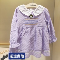 allolugh阿路童装2023春款女童紫色长袖连衣裙abcb1op629