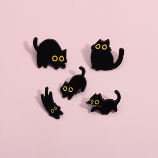 黑色猫咪胸针卡通动物金属，徽章衣服包包装饰品，别针配饰小饰品胸章